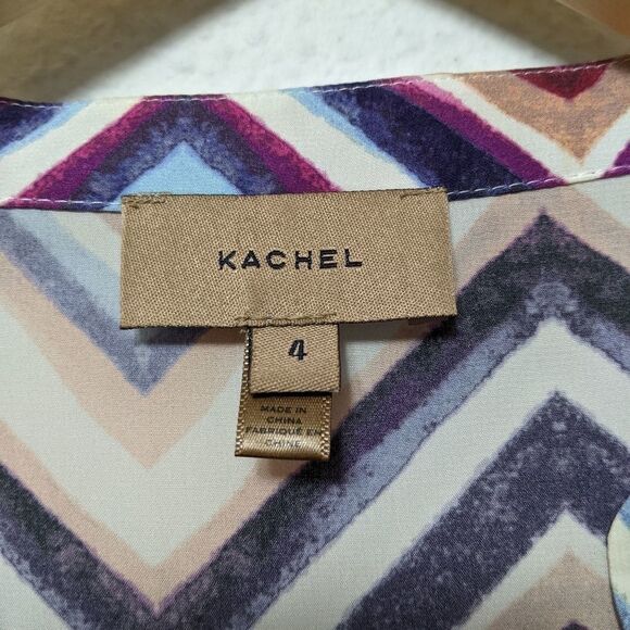 KACHEL 100% Silk Chevron Petal Sleeve Top XL - Picture 5 of 9
